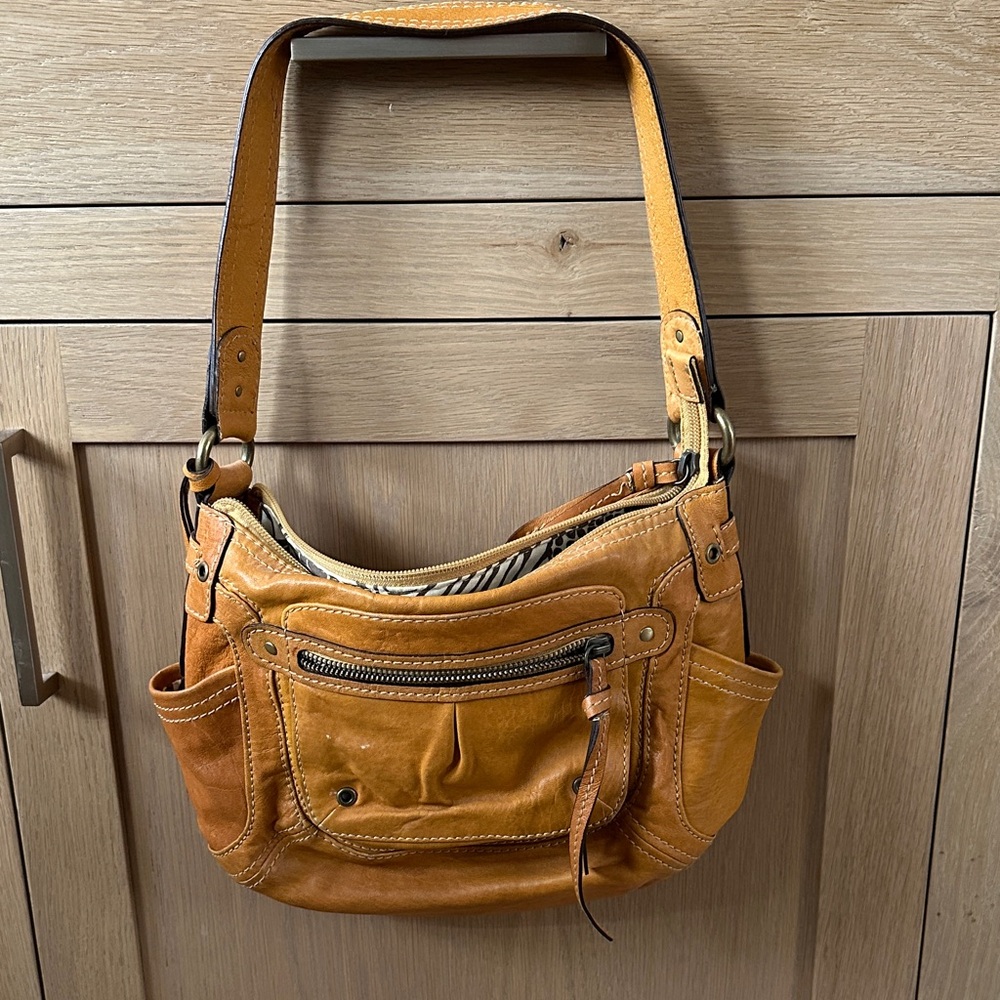 Fossil Mustard Leather Shoulder Bag